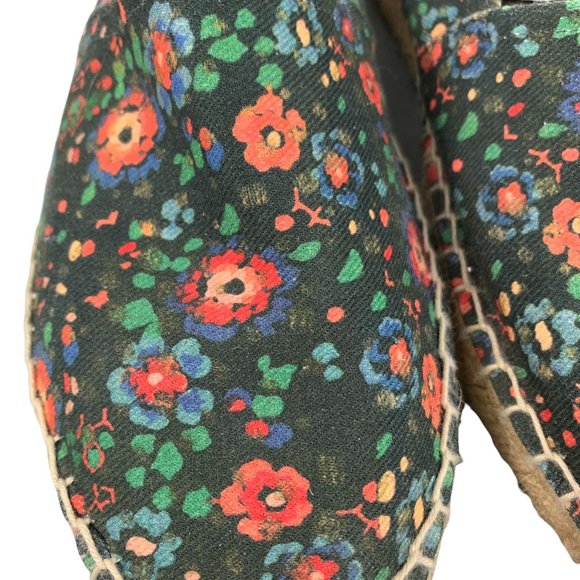Isabel Marant Etoile Canae Canvas Espadrille Slip On Black Floral Flats Size 40 - Picture 2 of 12